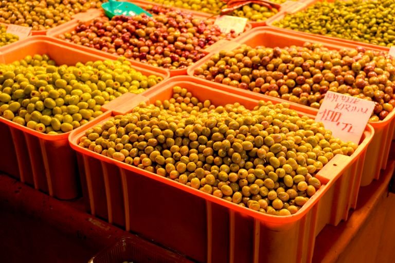 Mediterranean produce market in Southern Europe, a great resource for vegan travelers