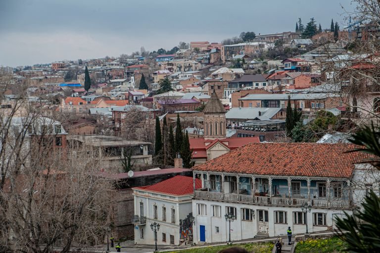 Tbilisi Old Town rooftops or a plate of Georgian pkhali/lobio