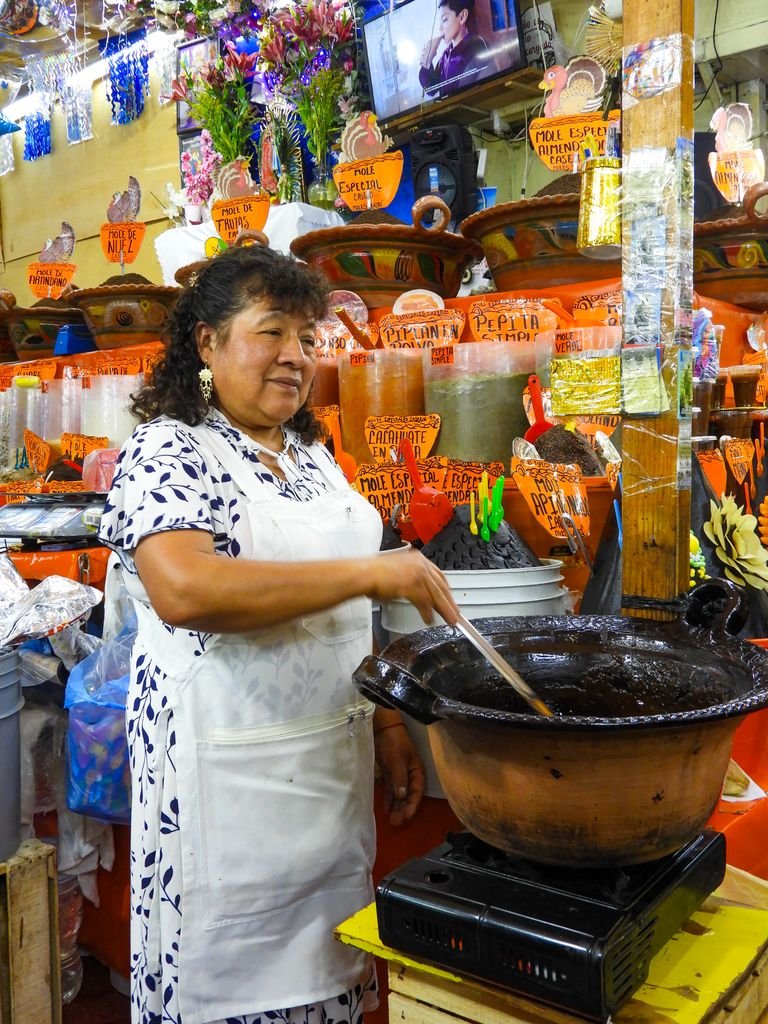 vegan mole and market produce in Oaxaca Mexico